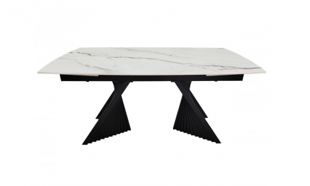 Стол раскладной INI- EDMUND CERAMIC160(240)*90 белый мат/ черный каркас   