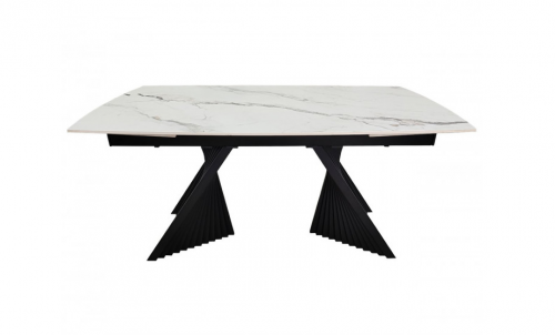 Стол раскладной INI- EDMUND CERAMIC160(240)*90 белый мат/ черный каркас   