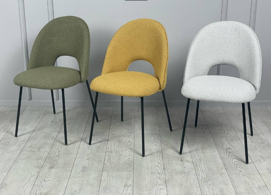 Стул обеденный TOP- Каспер горчичный, зеленый, серый, светло-серый (черный ноги металл)  1
