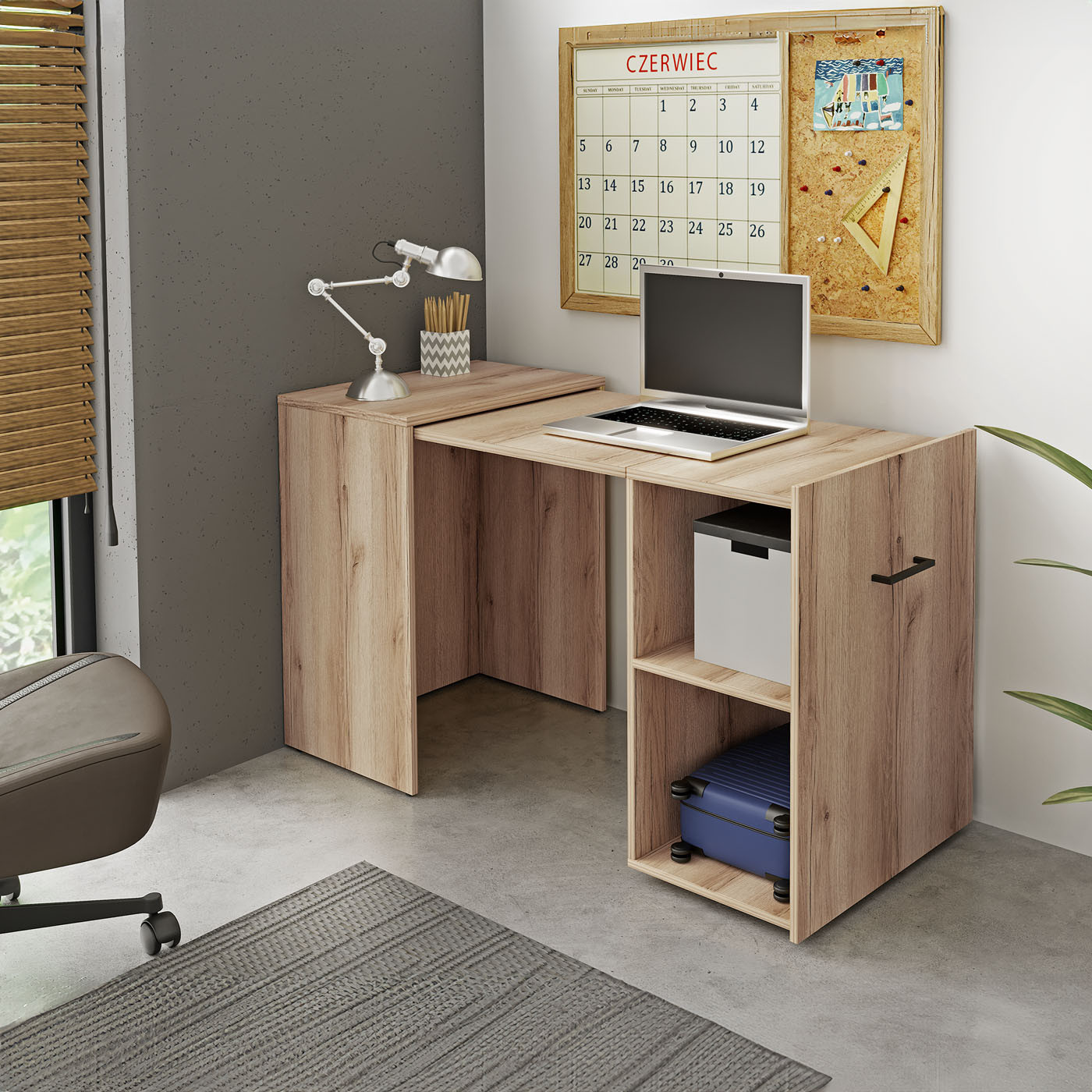 Раздвижной письменный стол Helvetia SMART 24N3LV03 (натуральный дуб)