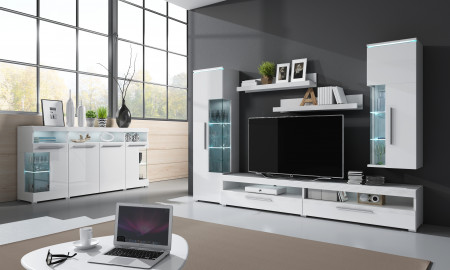 Витрина на 3 двери и 1 ящик Helvetia INDIA 2497DE46 (белый/белый глянец)