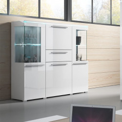 Витрина на 3 двери и 1 ящик Helvetia INDIA 2497DE46 (белый/белый глянец)