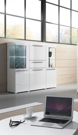 Витрина на 3 двери и 1 ящик Helvetia INDIA 2497DE46 (белый/белый глянец)