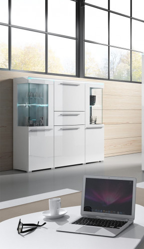 Витрина на 3 двери и 1 ящик Helvetia INDIA 2497DE46 (белый/белый глянец)