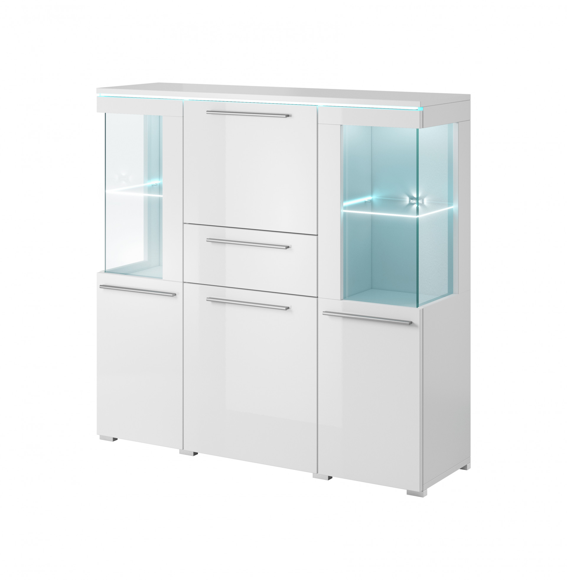 Витрина на 3 двери и 1 ящик Helvetia INDIA 2497DE46 (белый/белый глянец)