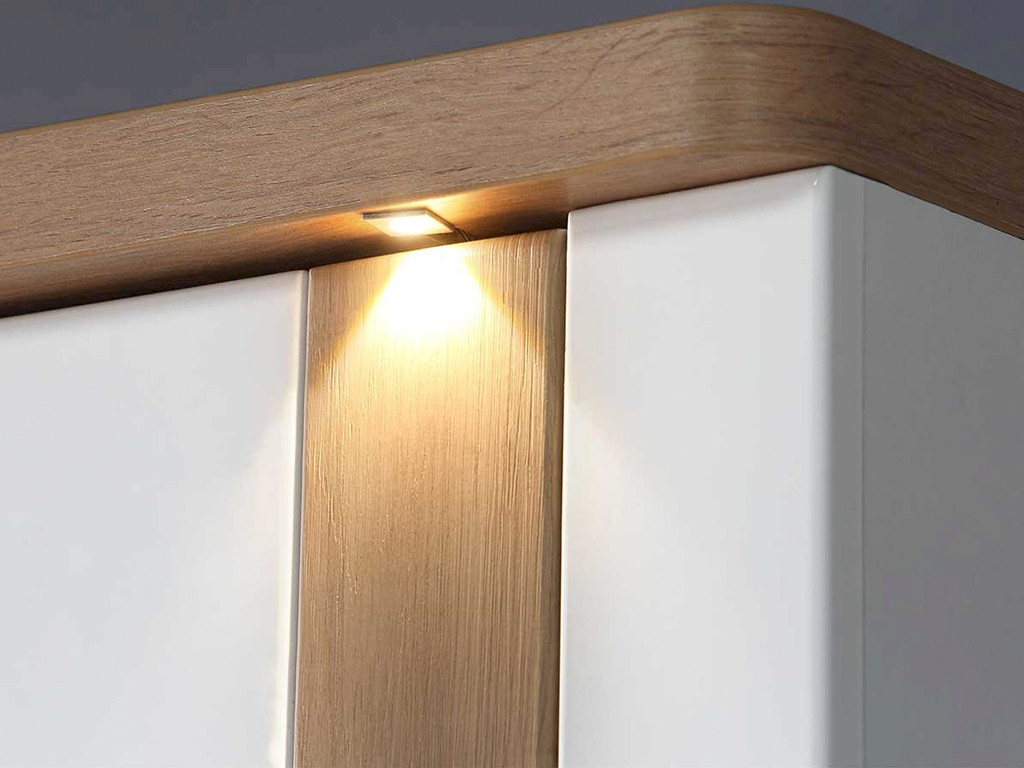 Витрина на 1 дверь Forte TULUZA TUZV811RB (дуб артизан/белый глянец)