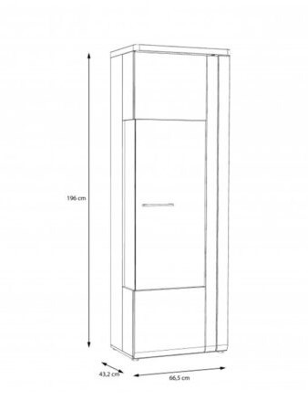 Витрина на 1 дверь Forte TULUZA TUZV811RB (дуб артизан/белый глянец)