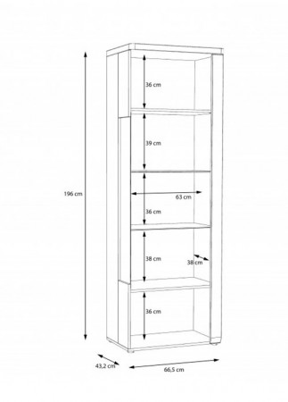 Витрина на 1 дверь Forte TULUZA TUZV811RB (дуб артизан/белый глянец)