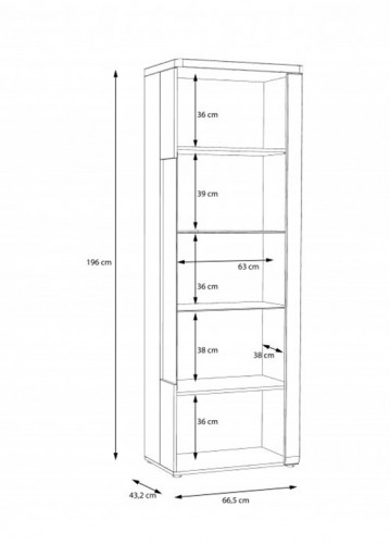 Витрина на 1 дверь Forte TULUZA TUZV811RB (дуб артизан/белый глянец)