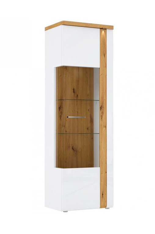 Витрина на 1 дверь Forte TULUZA TUZV811RB (дуб артизан/белый глянец)