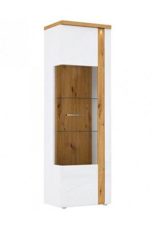 Витрина на 1 дверь Forte TULUZA TUZV811RB (дуб артизан/белый глянец)