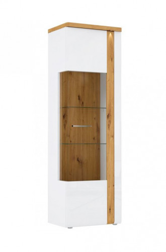 Витрина на 1 дверь Forte TULUZA TUZV811RB (дуб артизан/белый глянец)