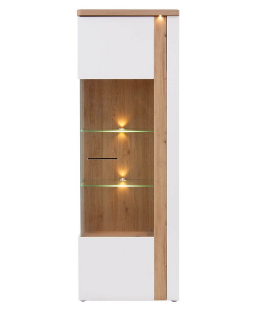 Витрина на 1 дверь Forte TULUZA TUZV811RB (дуб артизан/белый глянец)