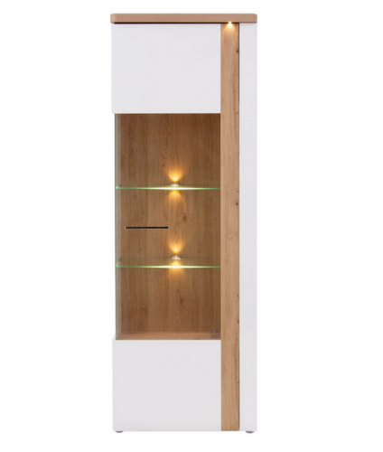 Витрина на 1 дверь Forte TULUZA TUZV811RB (дуб артизан/белый глянец)