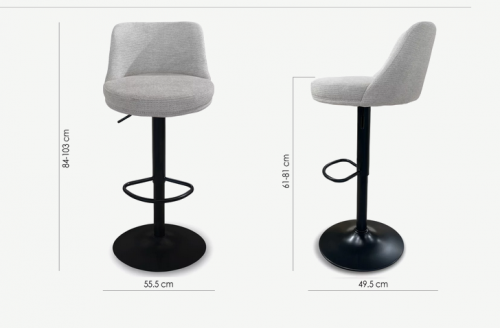 Барный стул поворотный CRV- Naive Marble linen black base, регулируемый по высоте