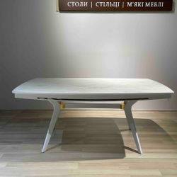 Стол обеденный  EXI- DAISY белый глянец  МДФ+HPL, белые ножки 178*98*75