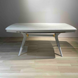 Стол обеденный  EXI- DAISY белый глянец  МДФ+HPL, белые ножки 178*98*75