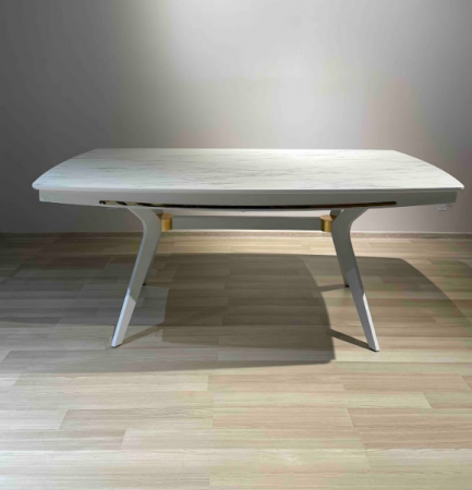 Стол обеденный  EXI- DAISY белый глянец  МДФ+HPL, белые ножки 178*98*75