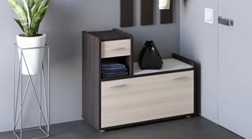 Тумба для обуви (левая) EVR- Тандем венге + дуб молочный