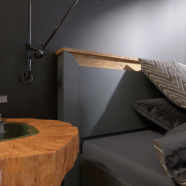 Кровать двуспальная EVR- Нордик-1600 (основа каркас) дуб крафт золотой + графит