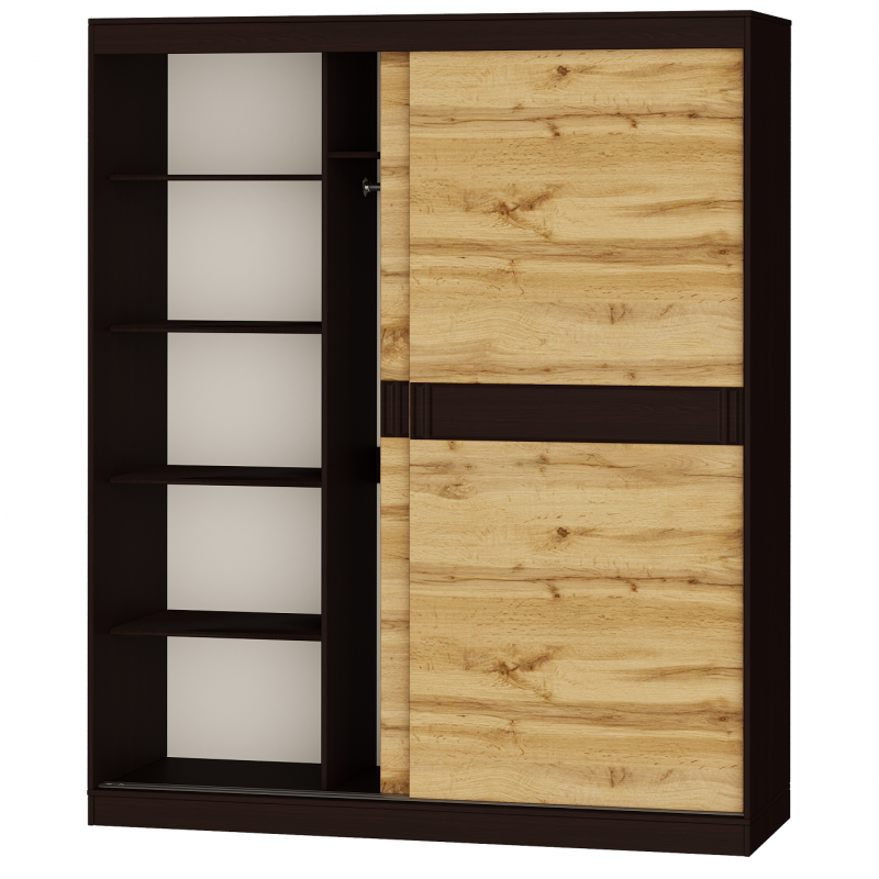 Шкаф-купе на 2 двери EVR- Соната-1800 венге + крафт золотой