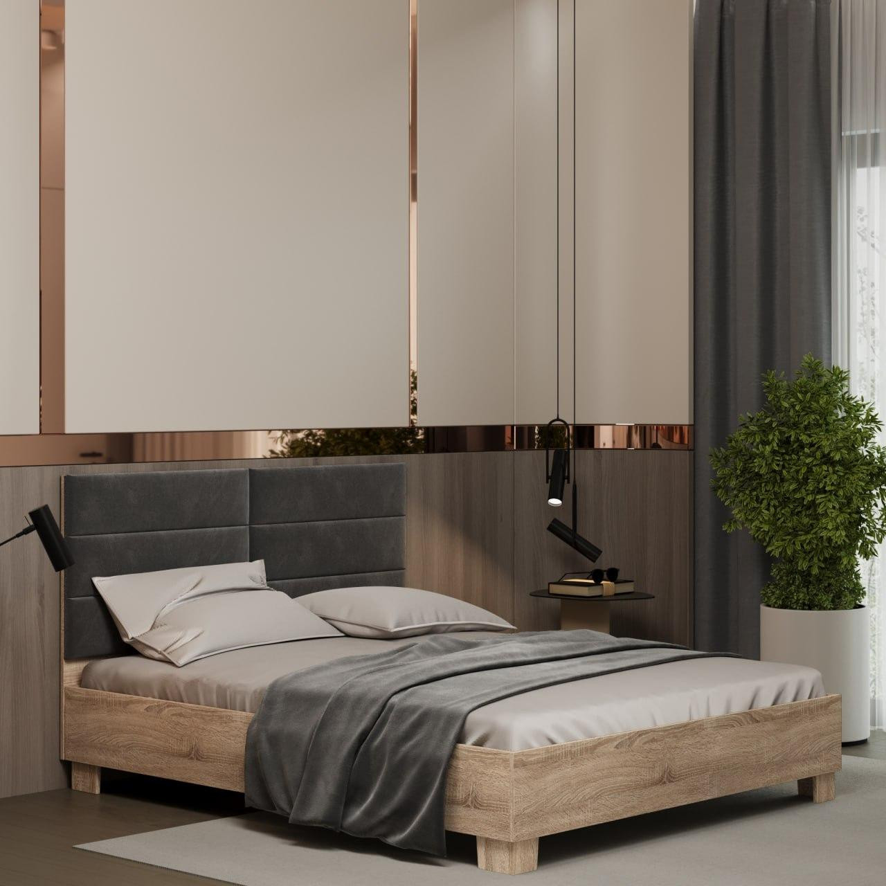 Двуспальная кровать с мягкой спинкой KOD- КР Элит