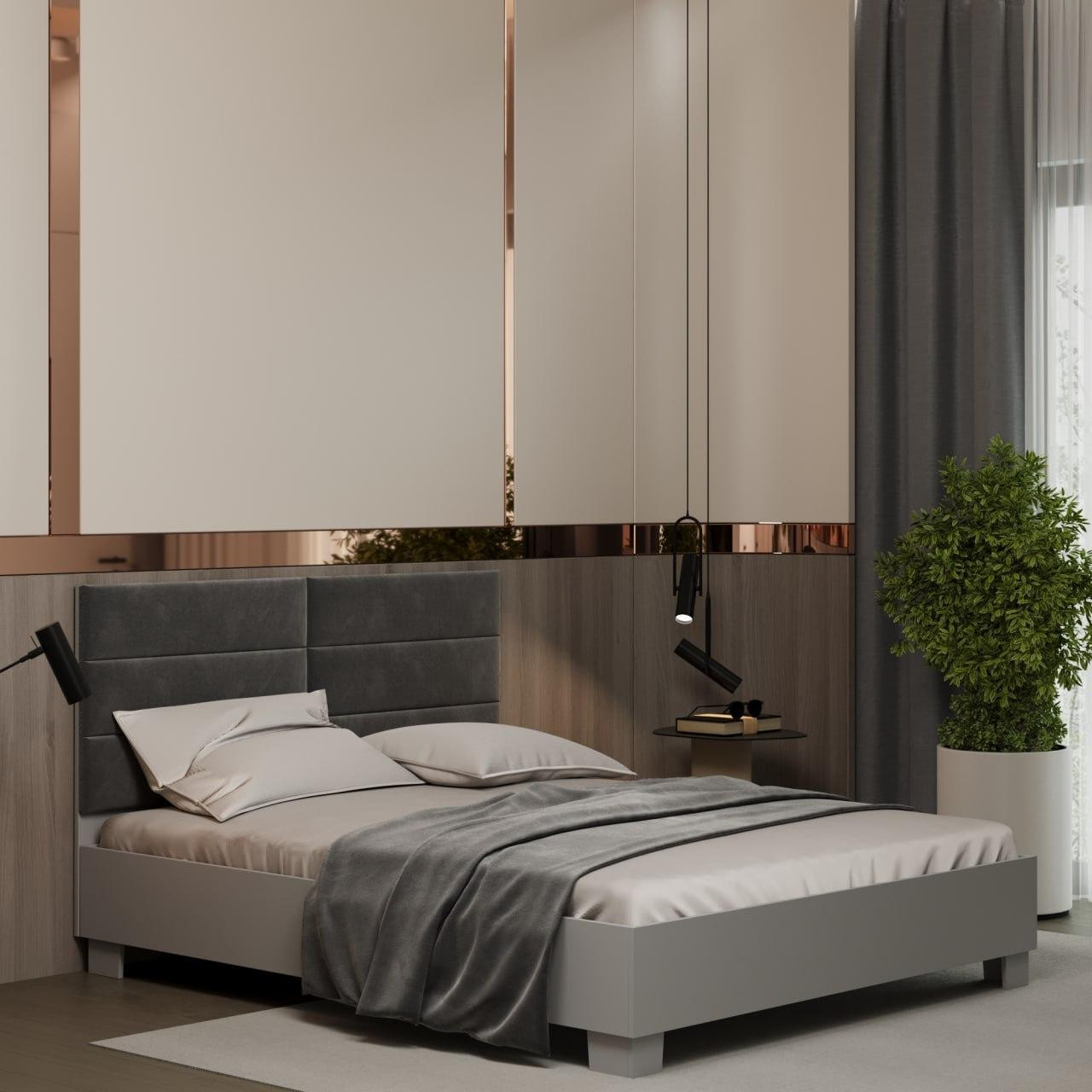 Двуспальная кровать с мягкой спинкой KOD- КР Элит