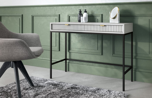 Стол туалетный Perfect Home Новая/Nova с 2 ящиками и черными ножками T104 Серый