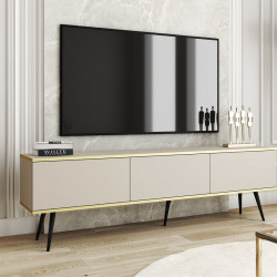 Тумба под ТВ Perfect Home Оро / Oro RTV175 3-дверная с черными ножками Бежевый