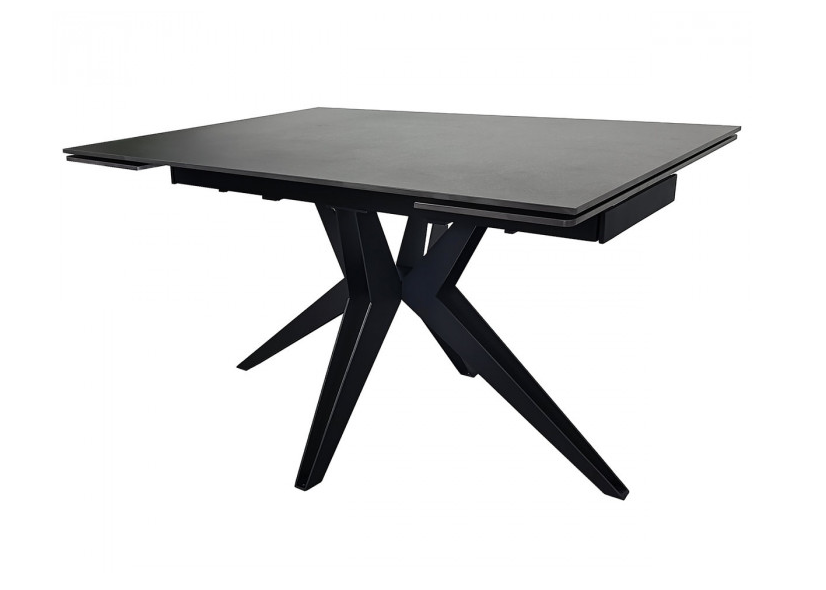 Стол раскладной INI- VINCENT CERAMIC 140(200)*90 графит мат/ черный каркас   
