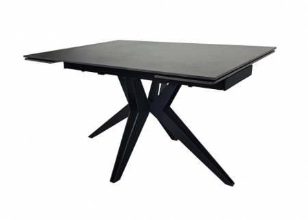 Стол раскладной INI- VINCENT CERAMIC 140(200)*90 графит мат/ черный каркас   