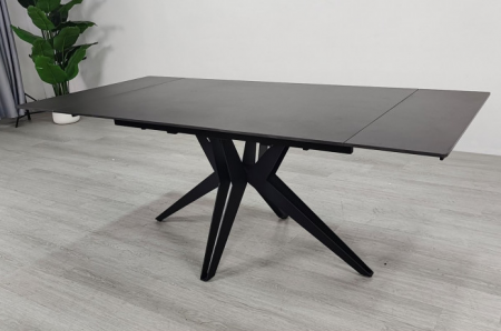 Стол раскладной INI- VINCENT CERAMIC 140(200)*90 графит мат/ черный каркас   