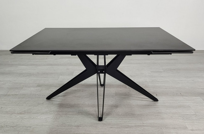 Стол раскладной INI- VINCENT CERAMIC 140(200)*90 графит мат/ черный каркас   