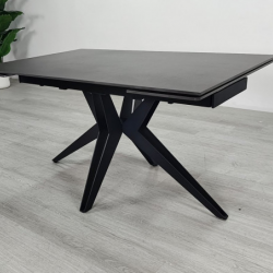 Стол раскладной INI- VINCENT CERAMIC 140(200)*90 графит мат/ черный каркас   
