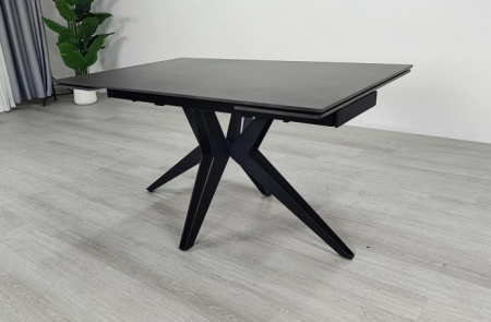 Стол раскладной INI- VINCENT CERAMIC 140(200)*90 графит мат/ черный каркас   