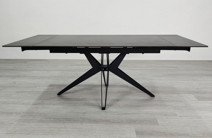 Стол раскладной INI- VINCENT CERAMIC 140(200)*90 графит мат/ черный каркас   