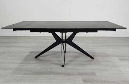 Стол раскладной INI- VINCENT CERAMIC 140(200)*90 графит мат/ черный каркас   
