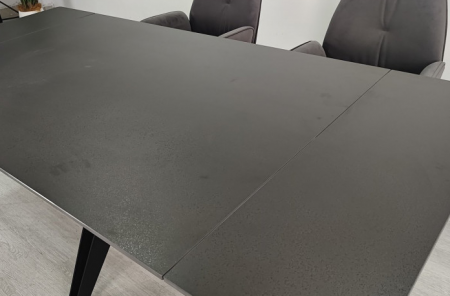 Стол раскладной INI- VINCENT CERAMIC 140(200)*90 графит мат/ черный каркас   