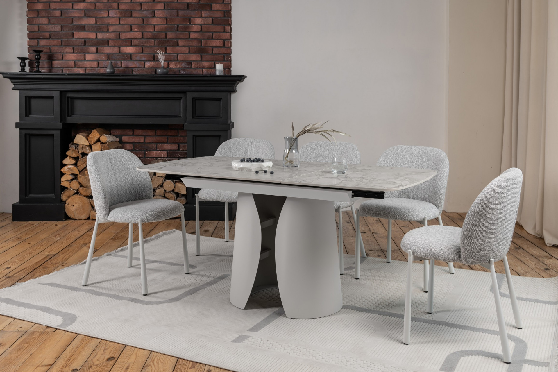 Стол керамический раскладной VTR- TML-1322 (Лунаріо) (клауди грэй/айвори)