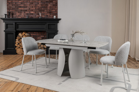 Стол керамический раскладной VTR- TML-1322 (Лунаріо) (клауди грэй/айвори)