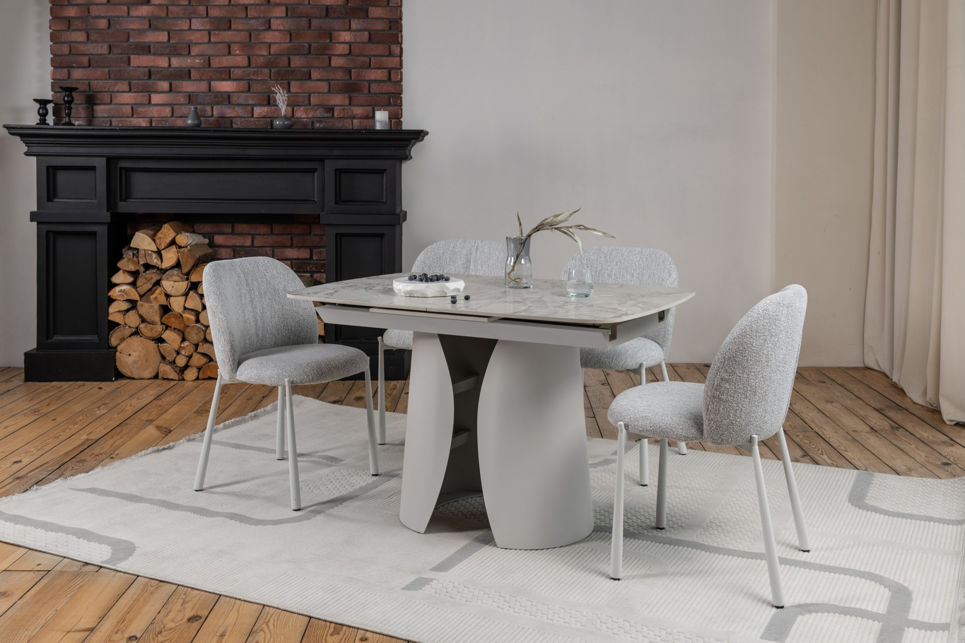 Стол керамический раскладной VTR- TML-1322 (Лунаріо) (клауди грэй/айвори)