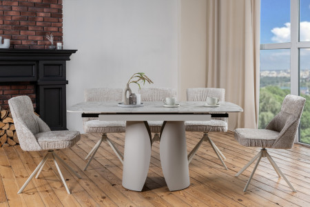 Стол керамический раскладной VTR- TML-1322 (Лунаріо) (клауди грэй/айвори)