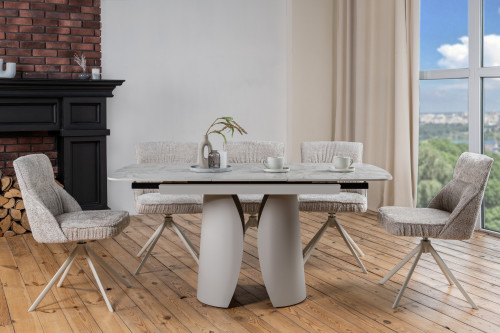 Стол керамический раскладной VTR- TML-1322 (Лунаріо) (клауди грэй/айвори)