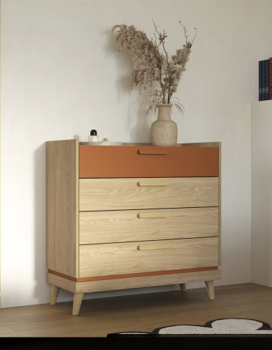 Комод с 4 ящиками Helvetia SCANDI 24D5OH27 (дуб/кирпич)