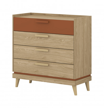 Комод с 4 ящиками Helvetia SCANDI 24D5OH27 (дуб/кирпич)