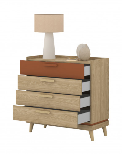 Комод с 4 ящиками Helvetia SCANDI 24D5OH27 (дуб/кирпич)