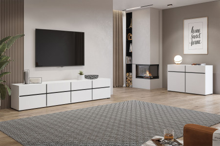 Комод на 3 двери и 3 ящика Helvetia CROSS 249WMY43 (белый-черный)