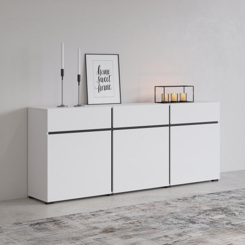 Комод на 3 двери и 3 ящика Helvetia CROSS 249WMY43 (белый-черный)