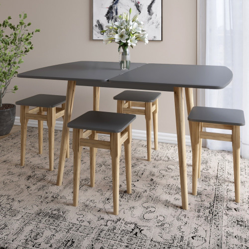 Комплект: стол Майами-3 Антрацит (LION-041261) + 4 табурета Майами (LION-041260)