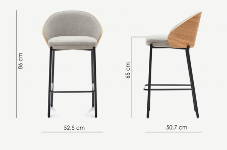 Полубарный стул CRV- Moon salt черные ножки